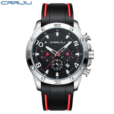 China CRRJU 2295 Chronograph Clock Quartz Top Rubber Men's Watch Brand Outdoor Sports Waterproof With Luminous Display 2021 for sale