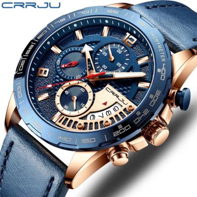 China CRRJU 2281 L Chronograph Top Quartz Male Clock Fashion Luxury Brand New Sport Watch Waterproof Leather Wristwatch Correa Reloj for sale