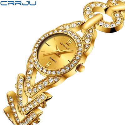 China CRRJU 2208 Chronograph Ladies Watch Fashion Diamond Women Wristwatches Gold Elegant Dress Bracelet Watch for sale