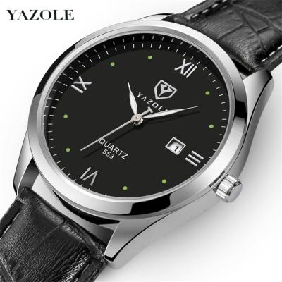 China YAZOLE 553 Waterproof Top Brand New Mens Sports Watches Fashion Leather Luminous Business Waterproof Clock Montre Homme for sale