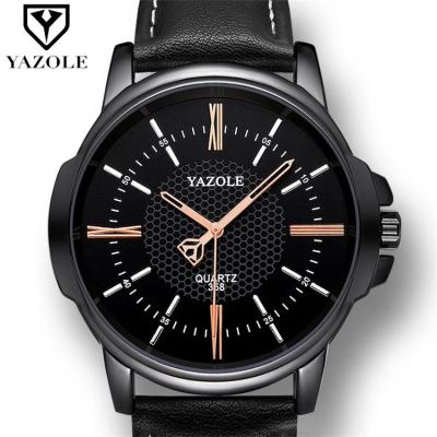 China Unique design 358 clock men's watch brand leather men's watches YAZOLE shock-resistant men's top luxury fashion watch for sale