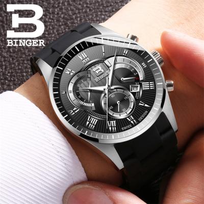 China Binger Luxury Quartz Watch Mens Automatic Date BINGER 1123 Mens Military Top Brand Chronograph Round Steel Binger Orologi Water Resistant for sale