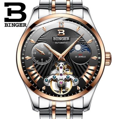 China Swiss binger date watch 1186 automatic mechanical watch men's luxury stainless steel brand sports luminous male wristwatch for sale