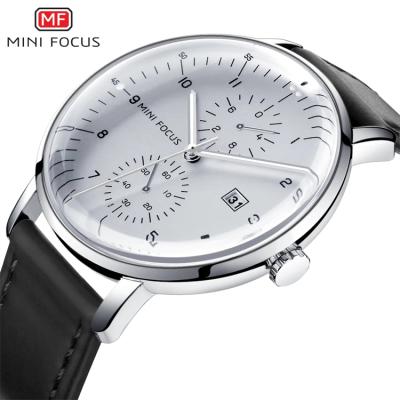 China MINI FOCUS watch luxury men's calendar business quartz watch relogio leather power reserve top brand waterproof reloj for sale