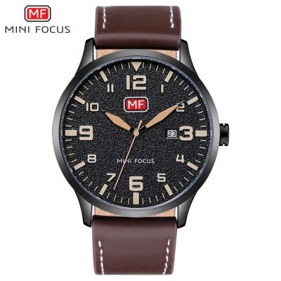 China Original 0158 Brand Men's Quartz Wristwatch Luxury Automatic Date Watch Home Man Mini Waterproof Brown Leather Strap Fashion Watches for sale