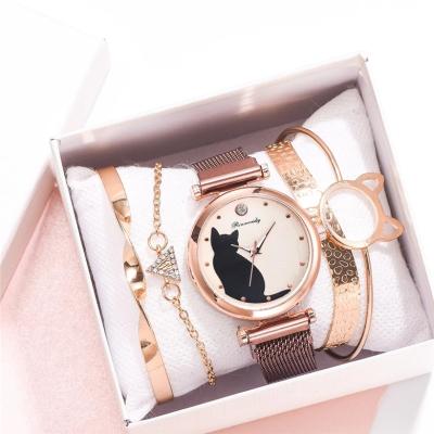 China Non-Specific Strap Watch Set Cat Women Watches Ladies Quartz Luxury Wristwatch Buckle Magnet Clock Female Gift Reloj Mujer for sale