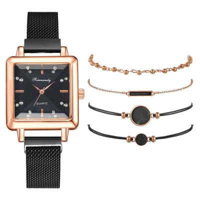 China Non-Specific 5Pcs Watches Set Luxury Bracelet And Wristband Ladies Quartz Clock Wrist Watch Minimalismus Square Style Sports Women Watch Gift for sale