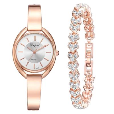 China Non-specific 2pcs set women bracelet watches fashion women dress wristwatch Rose Gold Quartz Watch luxury ladies for sale