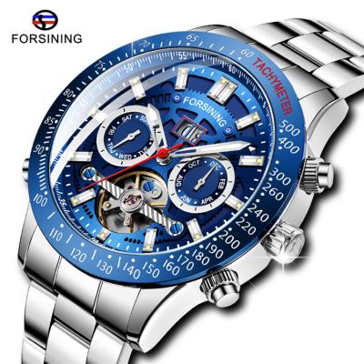 China Machanical Automatic Date Forsining 172 Fashion Watches Stainless Steel 2 Dial Tourbillon Automatic Male Date Week Casual Men's Watch for sale