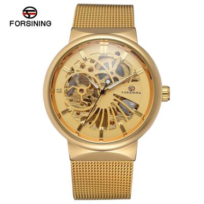 China FORSINING 103 Full Date Automatic Mens Watch Stainless Steel Transparent Mechanical Watch Steampunk Skeleton Men Relogio Masculino for sale