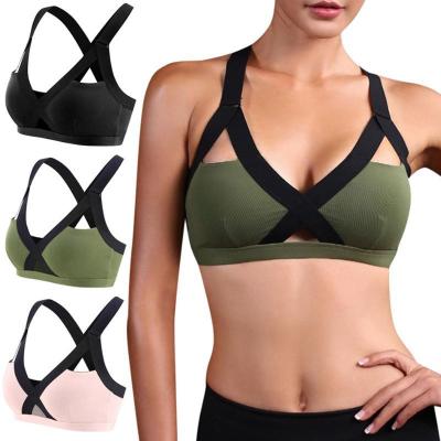 China 2022 new sports antibacterial underwear beauty cross back hollowed-out gather stereotypical bra yoga sports underwear for sale