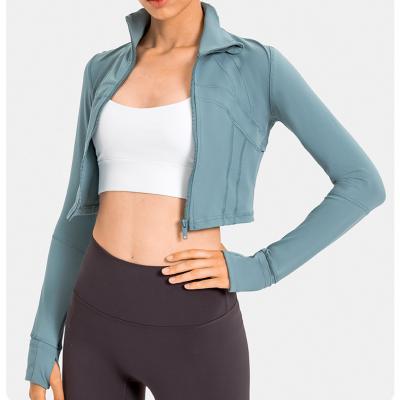 China Breathable In The Crop Casual Women Compression Vest Long Sleeve Yoga Coat Gym Workout Jacket Thin Windproof Nylon Running Fitness Sports for sale