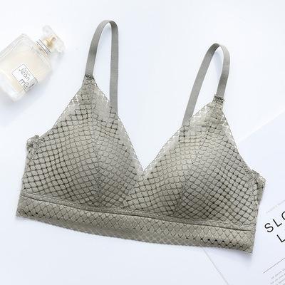 China New Triangle Bra QUICK DRY French Cup Sexy Lace No Ring Gather Steel Bra Underwear Top Support Breathable for sale