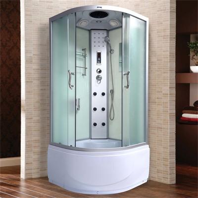 China Modern Glass Shower Cabin Bathroom Tray Shower Cabin Double Sliding Glass Door Elevated Shower Room for sale