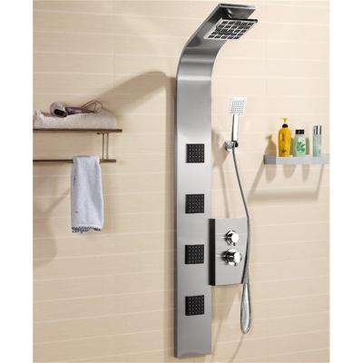 China Modern Stainless Steel Shower Panel With Hand Shower Tower Bathroom Massage Bath Rain Shower Column Set for sale