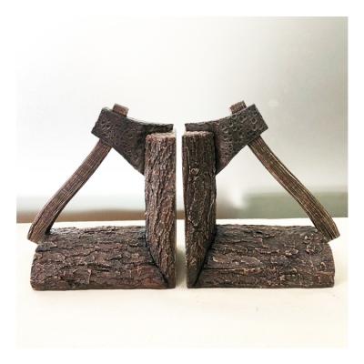 China High Quality Rustic Chinese Polyresin Ax Bookends For Vintage Christmas Decorations for sale