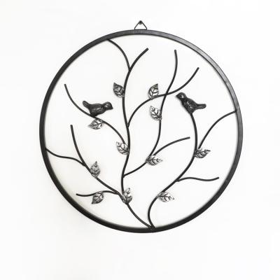 China Modern Chinese Supplier Wall Art Metal Sculpture Metal Tree Bird Wall Decor For Living Room for sale