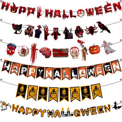 China Festival Decoration Pick Halloween Party Decoration Flag Pumpkin Witch Ghost Bat Horror Party Flicking Happy Festival Decoration Flags for sale