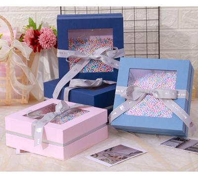 China Custom Recycled Materials Logo Birthday Gift Mothers Day Valentines Day PET PVC Window Cardboard Kraft Paper Gift Box for sale