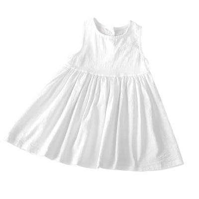 China Anti-wrinkle kids dresses for girls solid color dress child costume sleeveless baby clothes for sale