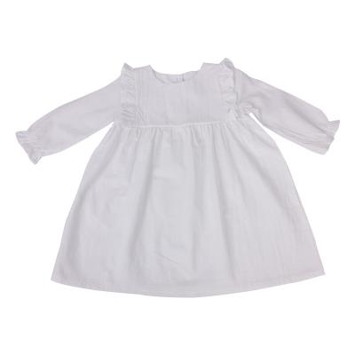 China Anti-wrinkle Spring Autumn Baby Princess Dresses Solid Color Linen Cotton Long Sleeve Baby Toddler Dress for sale