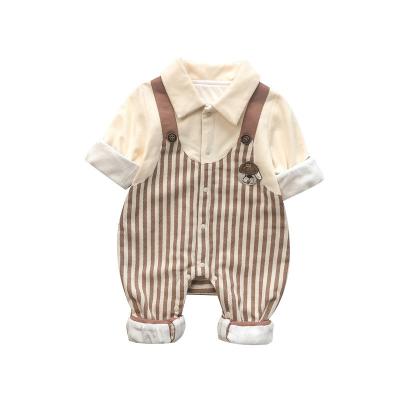 China Substantial Eco-friendly Washable Breathable Infant Clothes Fall 2023 Cotton Long Sleeve Lapel Newborn Baby Romper for sale