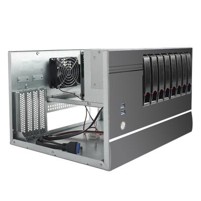 China With Fan Mini NAS 8 Bay Hot Swap Server Case with 2.5/3.5 hdd NAS Chassis for Micro ATX NAS Case System for sale