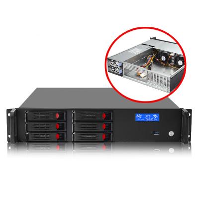 China With Small Fan Desktop 6 Bay 2u Server Case With 2 Fans Short 480mm Depth Industrial 2u Chassis With 2.4