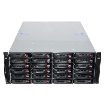 China With Side Panel Window Server Case 4U NAS 24 Bay Swap Server Chassis Hot Case With ATX Power Supply Fans for sale