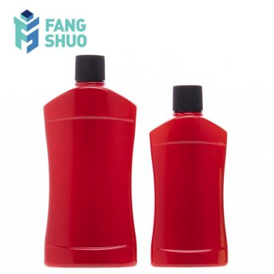 China Cosmetic Bottle 600mlPET Red Flat Car Care Empty Bottle for sale