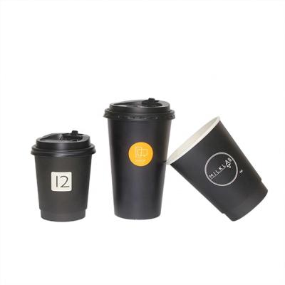 China 8oz 4oz Recyclable Custom Logo Printed Single Wall Takeaway Disposable Paper Coffee Cup Black Cups for sale