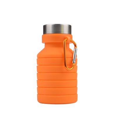 China 550ml Cheap Larger Capacity Silicone Sports Collapsible Leak Proof Silicone Travel Water Bottle for sale