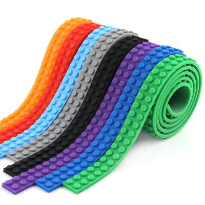 China 1M Continuous Silicone Toy Bricks Tape 2 Style Soft And Flexible Silicone Adhesive Tape Point 4 New Building Block for sale