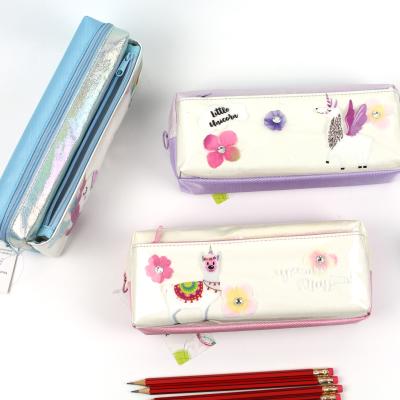 China Durable little unicorn single zipper pencil case for girls for sale