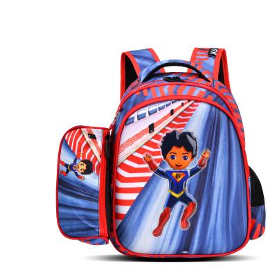 China Waterproof Boys Cartoon Packing Superman Football Cool Wind Two-in-One 14 Inch Large Capacity Waterproof Schoolbag Backpack for sale