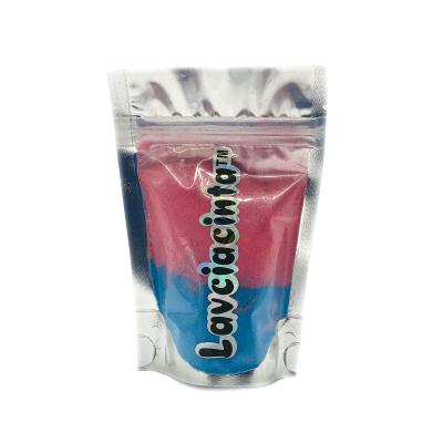 China Bath Powder Berries Bath Shimmer Organic Pink Pink Blue Bath Bombs Fancy Bag Fizzies 200g for sale