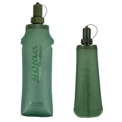 China Outdoor sports hydration sport soft flask collapsible tpu collapsible water bottle with lid rise eco-friendly for sale