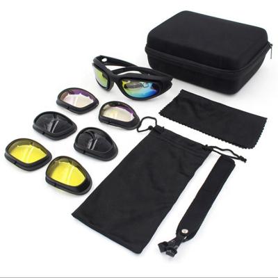 중국 Sports Glass Men Eyeshield Cycling Tactical Shooting Outdoor UV Sunglasses Anti Polarized 4 Lens Army Goggles 판매용