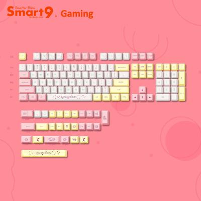 China Smart9 keypad color digital mechanical side engraved PBT transparent pink keycaps 104 a set of keycaps for sale