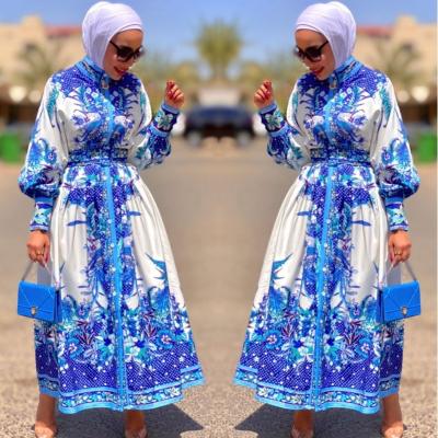 China Ramadan Skirt With Belt Elegant Muslim Abaya Muslim Women's Royal Dress Long Dress Saudi Arabia Girl's Long Dress Retro Long for sale