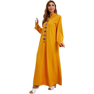 China Wholesale Abaya Embroidery Hooded Casual Islamic Ladies Long Robe Women's Long Robe Dress Muslim Arab Cheap Robe for sale