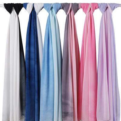 China Fashion Pearl Chiffon Two Color Gradient Scarf Ladies Fashion Hijab Shawl Indonesia Islamic Women Travel Wrap Scarf for sale