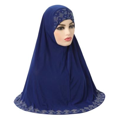 China Wholesale Women Islamic Malaysian Fashion Ladies Diamond Instant Drill Edge Muslim Amira Glass Hijab Hijab Scarf Fashion Large for sale