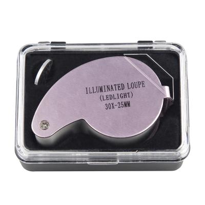 China Mini Jewelry Loupe Magnifier 21011 30/40x25mm Plastic Portable with LED Light for sale