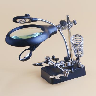 China BIJIA Glass Hand with Magnifying Glass and Flexible Neck LED Desk Magnifier for sale