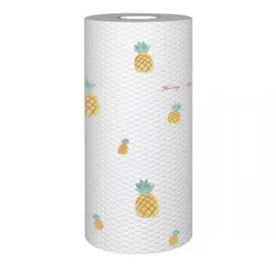 China Disposable Kitchen Tissue Paper Towel Roll Disposable Dishcloths Printed for Washing Cloths Cleaning Dish Cloths for sale