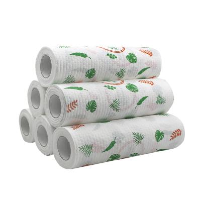 China Viable Manufacturer Well Made Disposable Printing Kitchen Wash Tissue Roll Spunlace Paper Towel Packs Tissue Towel Roll for sale