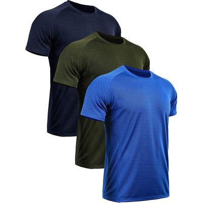 China 2019 Men's Short Sleeve Fitness Dry Fit Men's Workout Polyester Spandex T-Shirts Anti-Shrink for sale