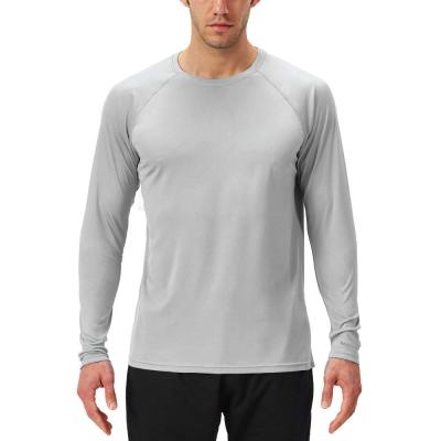 China Sun Protection UPF 50+ Long Sleeve Gray Blank T-Shirt Anti-Shrink Quick Dry Custom Men Gray Clothing for sale