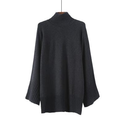 China Wool Nylon Solid Color Warm Knit Pullover Black Big Sleeve Turtleneck Fashion Sweaters Women for sale